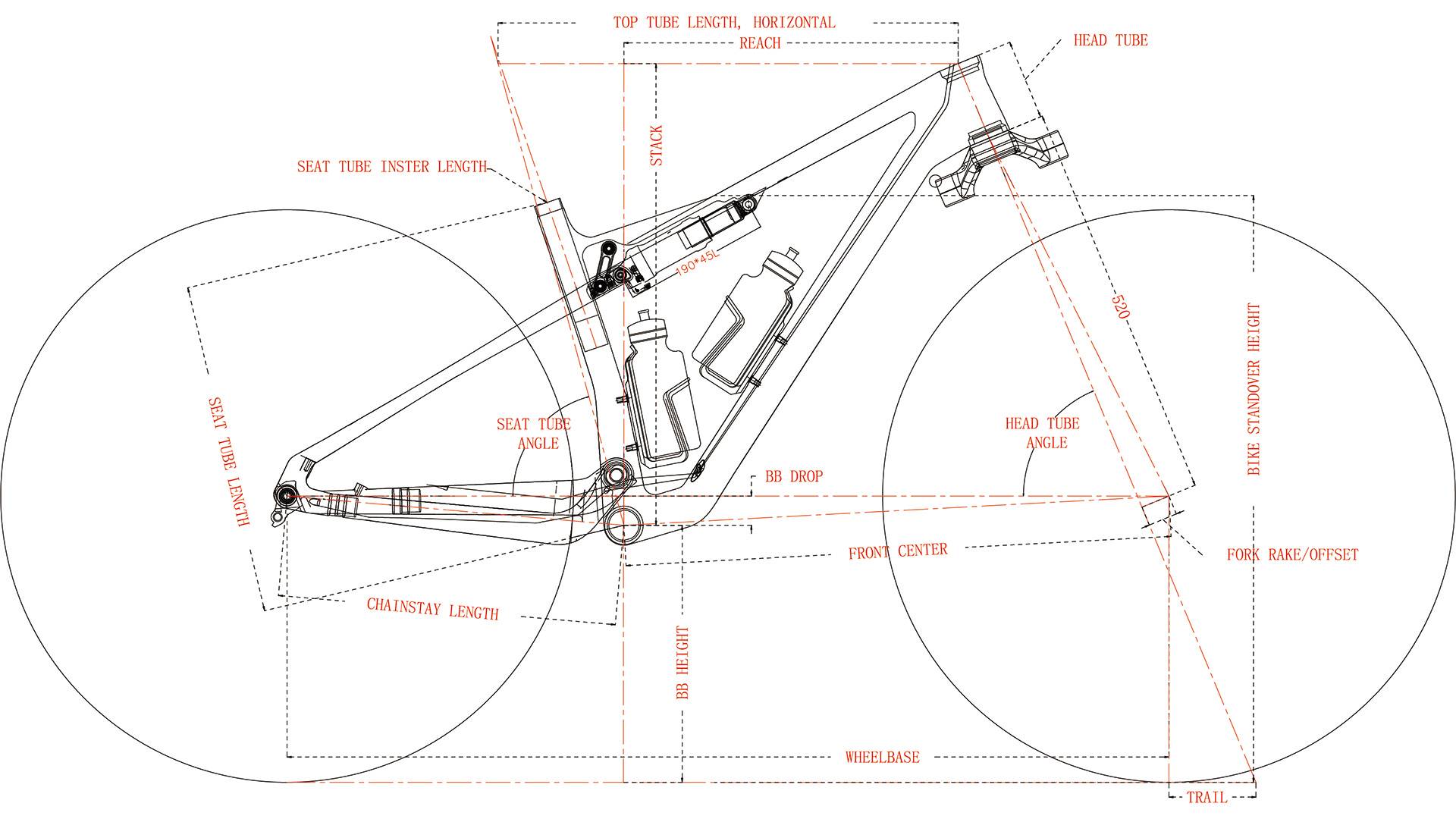 LightCarbon 29er Light XC Full Suspension Carbon Frame LCFS980 Geometry