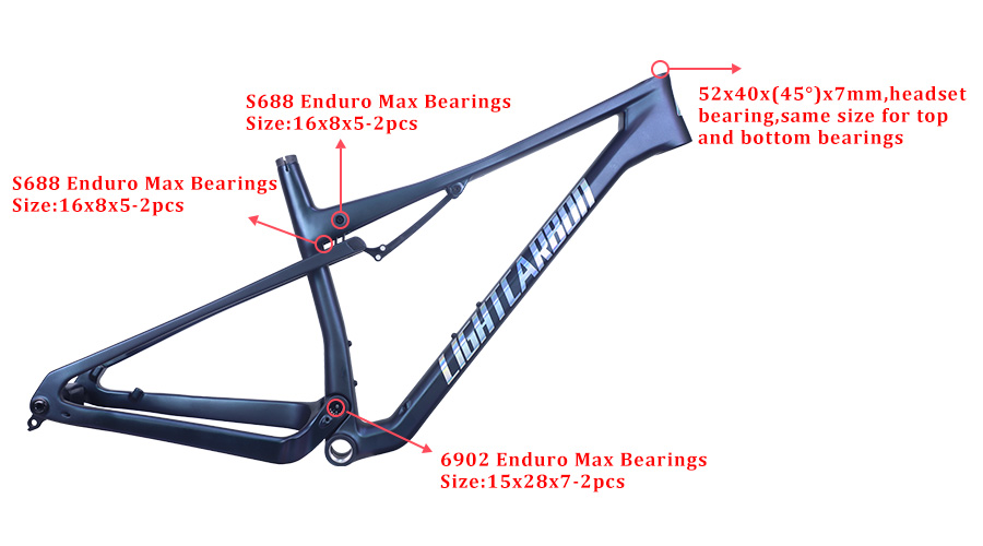 Bearings used in LCFS980 carbon frame